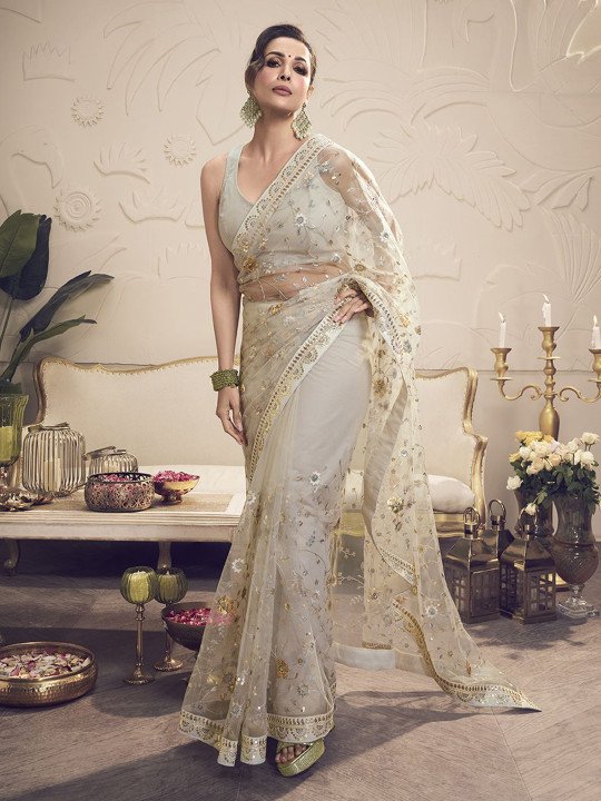 Embellished Sequinned Net Saree